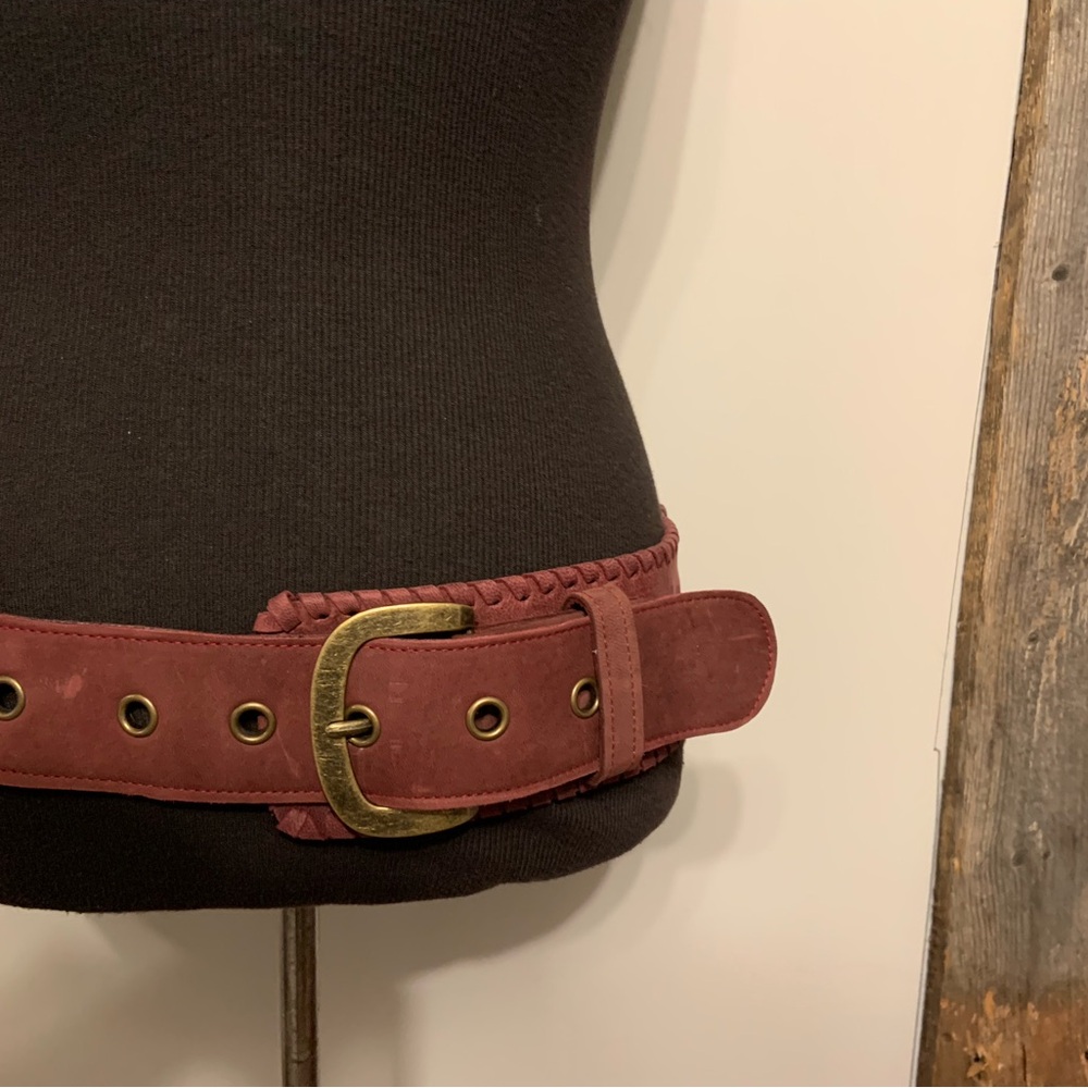 Elegant Burgundy Belt with Brass Buckle